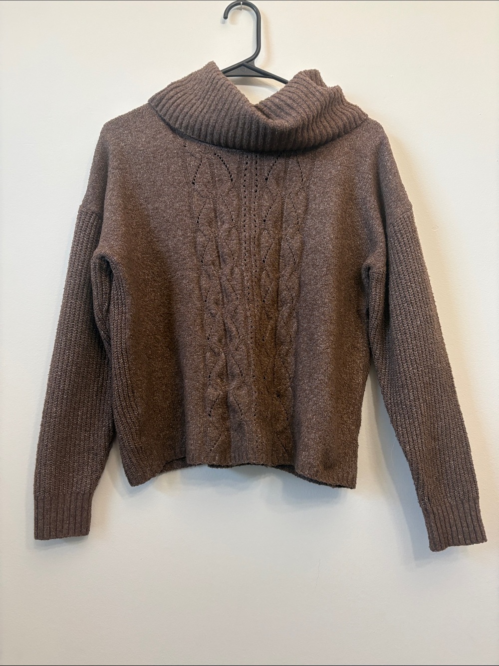Olive & Oak Brown Cable Cowl-Neck Sweater